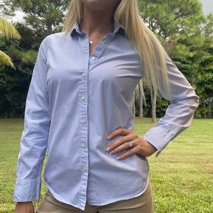 J. Crew Blue and White Striped Button Down Shirt